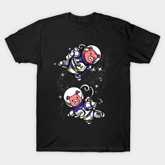 Pig Space Astronaut T-Shirt by underheaven